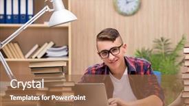  Presentation with school - PPT theme featuring education teen - young student preparing for school background and a coral colored foreground