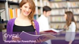  Presentation with library - Presentation theme consisting of education teenagers - beautiful female student background and a violet colored foreground