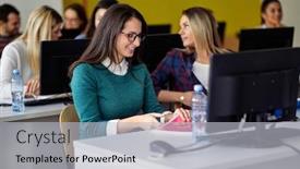  Presentation with informatics - Presentation design consisting of education-time-at-the-informatics background and a light gray colored foreground