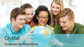  Presentation with travel globe - Slide set consisting of education travel and geography concept background and a light blue colored foreground