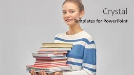  Presentation with teenage girl - Slides consisting of education-travel-and-tourism-concept background and a light gray colored foreground