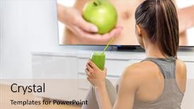  Presentation with television show - Audience pleasing presentation theme consisting of education tv show about nutrition backdrop and a coral colored foreground