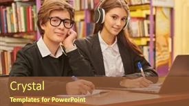  Presentation with black students - Presentation design with education-two-clever-modern-students background and a tawny brown colored foreground