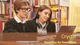  Presentation with black students - Slide deck enhanced with education-two-clever-modern-students background and a tawny brown colored foreground