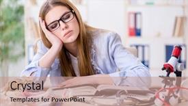  Presentation with animal - Amazing PPT theme having education veterinary - student examining animal skeleton backdrop and a coral colored foreground