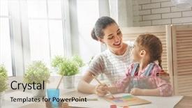  Presentation with sound pain child - Colorful slide deck enhanced with education women - happy family mother and daughter backdrop and a coral colored foreground