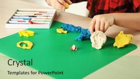  Presentation with cute - Amazing presentation theme having educational activities - cute little girl moulds backdrop and a ocean colored foreground