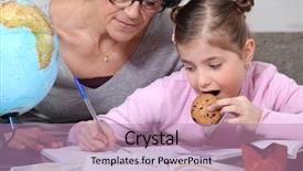  Presentation with girl mento - Amazing theme having educational activities - little girl doing homework backdrop and a coral colored foreground