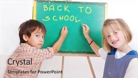  Presentation with educational - PPT theme with educational activities in the front background and a lemonade colored foreground