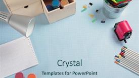  Presentation with school desk - Beautiful PPT theme featuring educational background - frame with school accessories backdrop and a lemonade colored foreground