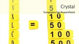  Presentation with math numbers of different fonts - PPT theme with educational cubes with different numbers background and a blonde colored foreground