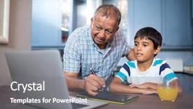  Presentation with gap - PPT theme consisting of educational gap - man writing on tablet while background and a gray colored foreground