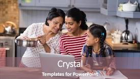  Presentation with generation - Theme featuring educational gap - multi-generation family using laptop background and a violet colored foreground