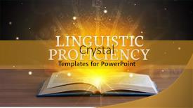  Presentation with open book - PPT theme enhanced with educational-inscription-coming-out background and a gold colored foreground