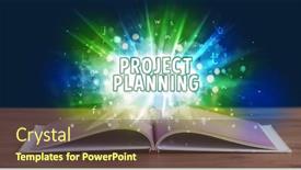  Presentation with open book - Slide set enhanced with educational-inscription-coming-out background and a tawny brown colored foreground