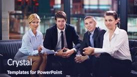  Presentation with young business people - Slides enhanced with educative management - group of happy young business background and a navy blue colored foreground