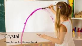  Presentation with draw kids - Colorful slide deck enhanced with educational psychology - children painting finger on easel backdrop and a coral colored foreground