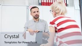  Presentation with listening - Amazing presentation having educational psychology - confident counselor listening attentively backdrop and a lemonade colored foreground