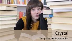  Presentation with educational psychology - Cool new slide set with educational psychology - female student studying with books backdrop and a coral colored foreground