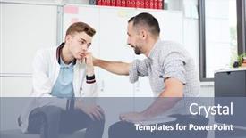  Presentation with educational psychology - Amazing presentation theme having educational psychology - professional psychologist comforting teenage guy backdrop and a seafoam green colored foreground