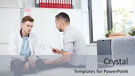  Presentation with individual psychology - Colorful presentation enhanced with educational psychology - sad student listening to teacher backdrop and a light gray colored foreground