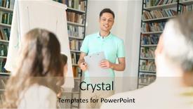  Presentation with educational psychology - Beautiful presentation featuring educational psychology - young man with a board backdrop and a coral colored foreground