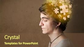  Presentation with educational psychology - PPT layouts with educational psychology - young person thinking with glowing background and a tawny brown colored foreground