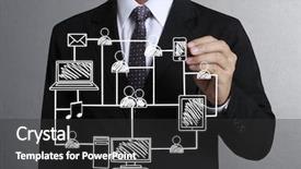  Presentation with educational technology - Cool new presentation with educational technology - business man drawing social network backdrop and a dark gray colored foreground