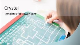  Presentation with brain and child development - Colorful slide set enhanced with educational theme - child drawing pictures backdrop and a sky blue colored foreground