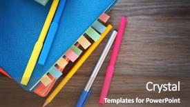  Presentation with wooden - PPT theme having educational theme - dairies with stickers and soft-tip background and a tawny brown colored foreground