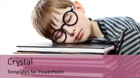  Presentation with educational - PPT theme having educational theme boy teenager sleeping background and a coral colored foreground
