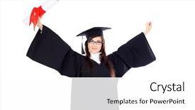  Presentation with educational - Audience pleasing PPT layouts consisting of educational theme graduating student girl backdrop and a  colored foreground