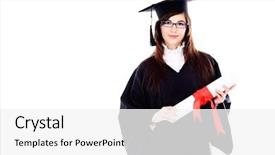  Presentation with educational - Audience pleasing presentation consisting of educational theme graduating student girl backdrop and a white colored foreground