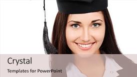  Presentation with academic - Slides having educational theme graduating student girl background and a soft green colored foreground