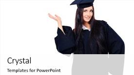  Presentation with educational - PPT theme consisting of educational theme graduating student girl background and a white colored foreground