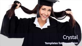  Presentation with educational - Cool new presentation theme with educational theme graduating student girl backdrop and a  colored foreground
