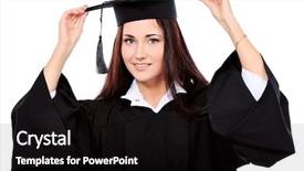  Presentation with academic - PPT theme with educational theme graduating student girl background and a black colored foreground