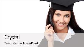 Presentation with academic - Beautiful presentation theme featuring educational theme graduating student girl backdrop and a  colored foreground