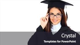  Presentation with educational - PPT layouts having educational theme graduating student girl background and a dark gray colored foreground