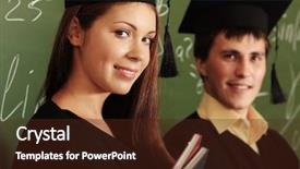  Presentation with academic - Colorful slides enhanced with educational theme graduating students backdrop and a tawny brown colored foreground