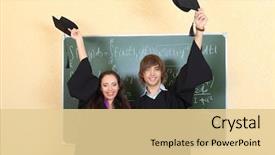  Presentation with academic - Beautiful presentation featuring educational theme graduating students backdrop and a  colored foreground