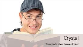  Presentation with educational - Presentation theme enhanced with educational theme male student reading background and a lemonade colored foreground