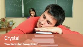  Presentation with educational - Slides having educational theme male student background and a coral colored foreground