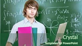  Presentation with educational - Presentation theme featuring educational theme male student background and a  colored foreground