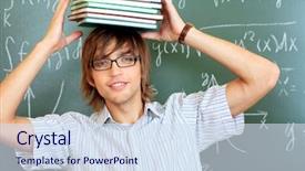  Presentation with educational - Cool new presentation design with educational theme male student backdrop and a sky blue colored foreground