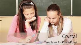  Presentation with educational - Audience pleasing PPT theme consisting of educational theme schoolchildren backdrop and a soft green colored foreground