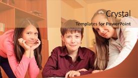  Presentation with educational - Slide deck featuring educational theme schoolchildren background and a coral colored foreground