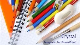  Presentation with educational - PPT layouts consisting of educational tools set on the spiral notepad background background and a sky blue colored foreground