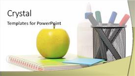  Presentation with green office - Slide deck consisting of educative administration - office supplies - markers exercise background and a white colored foreground