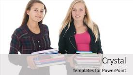  Presentation with school - Amazing slides having eduction - school girls walking at school backdrop and a  colored foreground